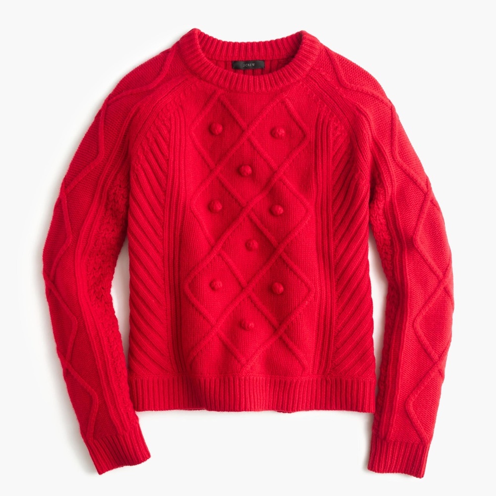 Jcrew Cable pom-pom sweater in merino wool